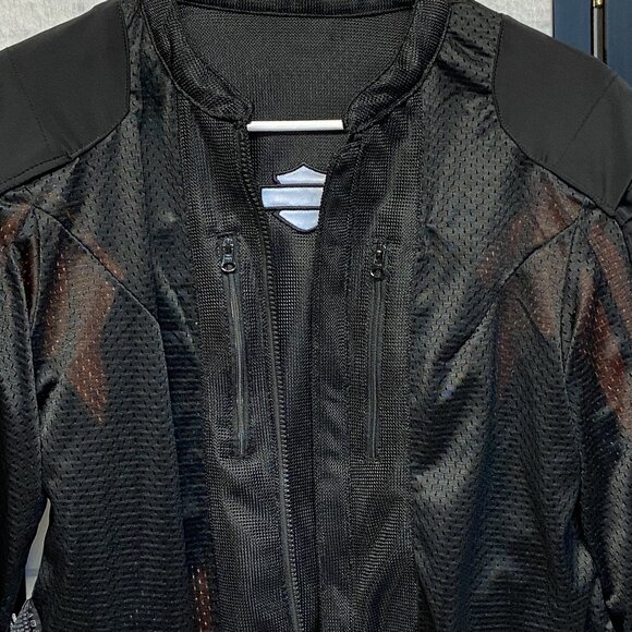 Harley Davidson Mesh Riding Jacket Black Orange Zip-Up S Genuine Motor Clothes - Picture 7 of 15
